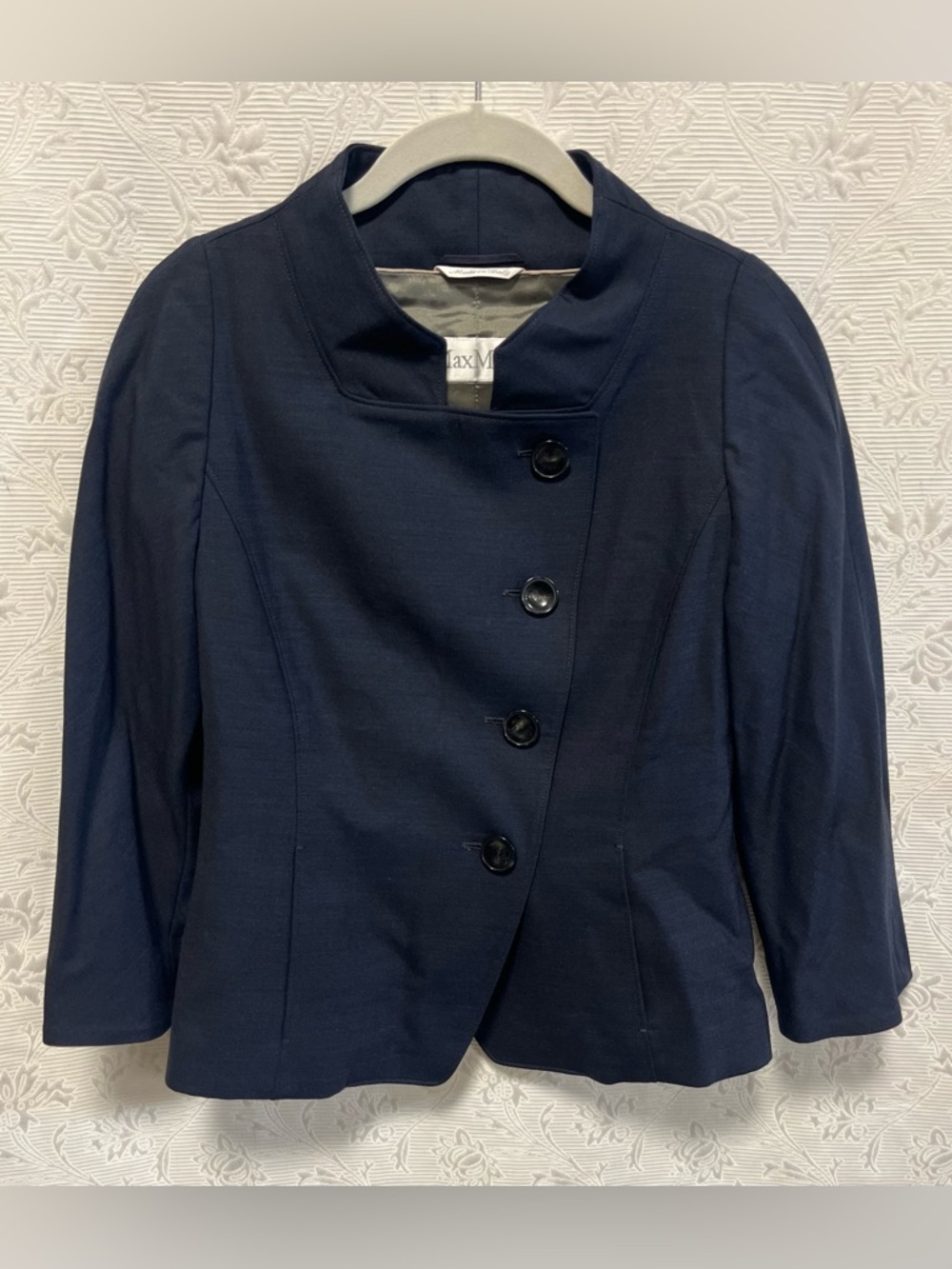 MaxMara Asymmetrical Navy Blazer 4